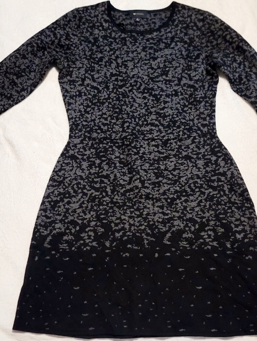 AB Studio Women's Shift Sweater Dress Knit Flare 3/4 Sleeve Size L